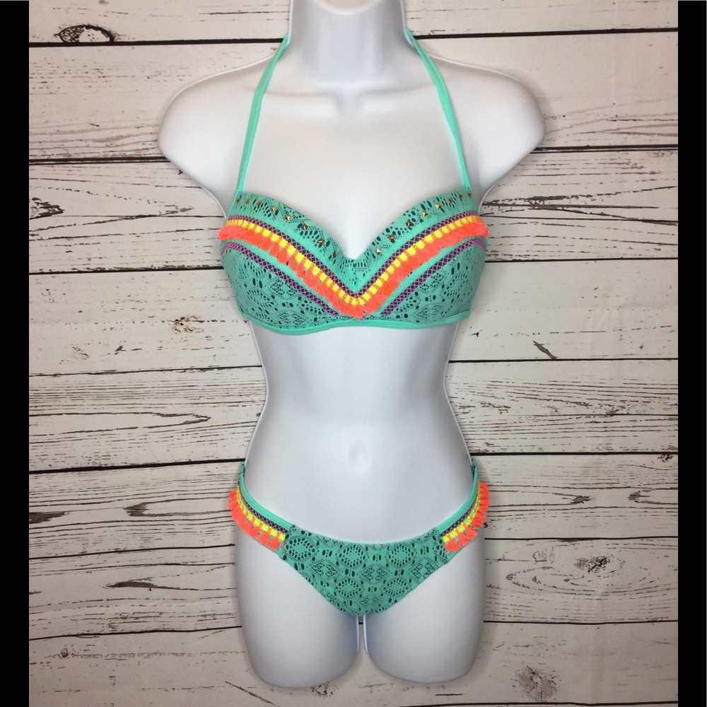 NWOT Two Piece Swimsuit W/ Tassel Detail
